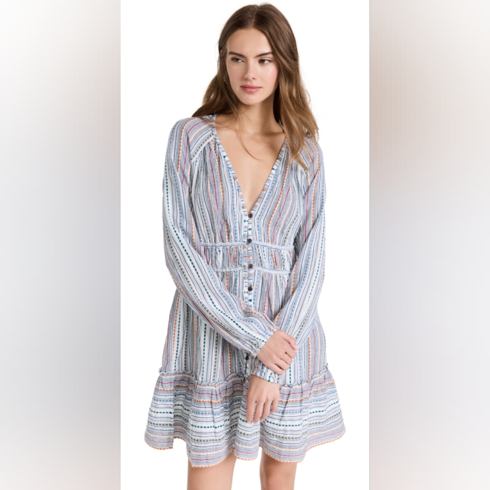 Veronica Beard Blue and White Plunge Neck Sundress